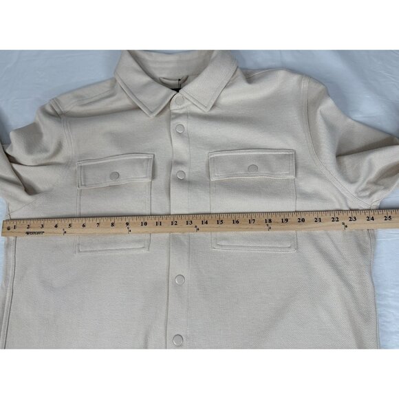 NWT Report Collection Twill Overshirt Men’s XL Cream Long Sleeve Full Snap - Picture 13 of 15